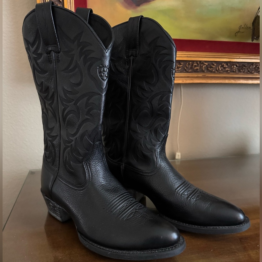 Ariat Men's Heritage R Toe Western Boot in Black - Size 9D - Picture 3 of 13